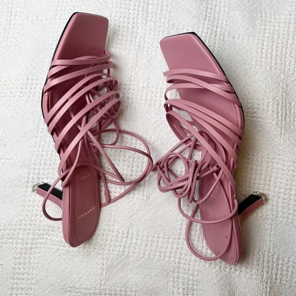 BLACK SUEDE STUDIO Franca Calfskin Strappy Ankle-Tie Sandals - Picture 6 of 8